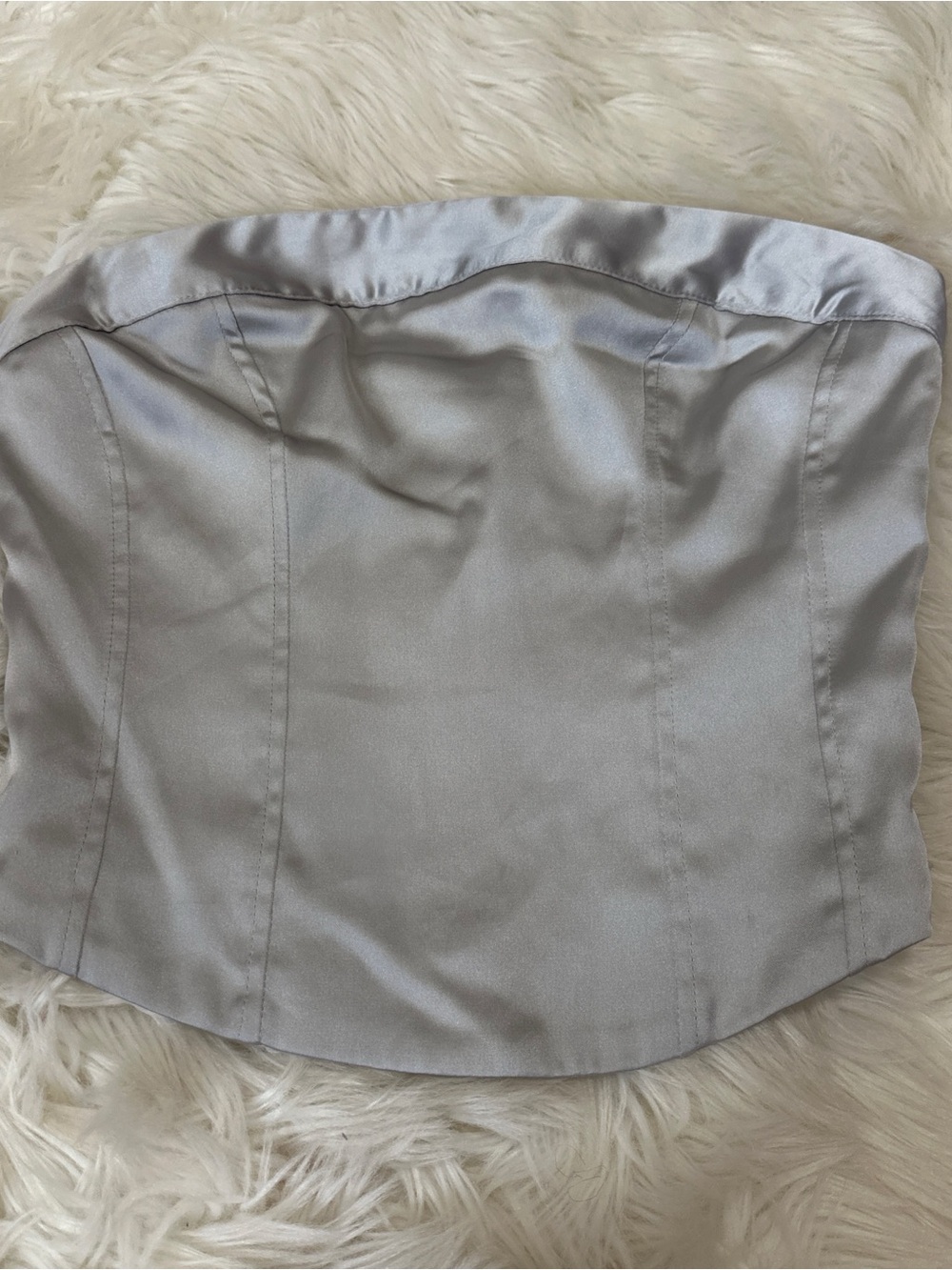 wild fable Silver Satin Smocked Bustier Top